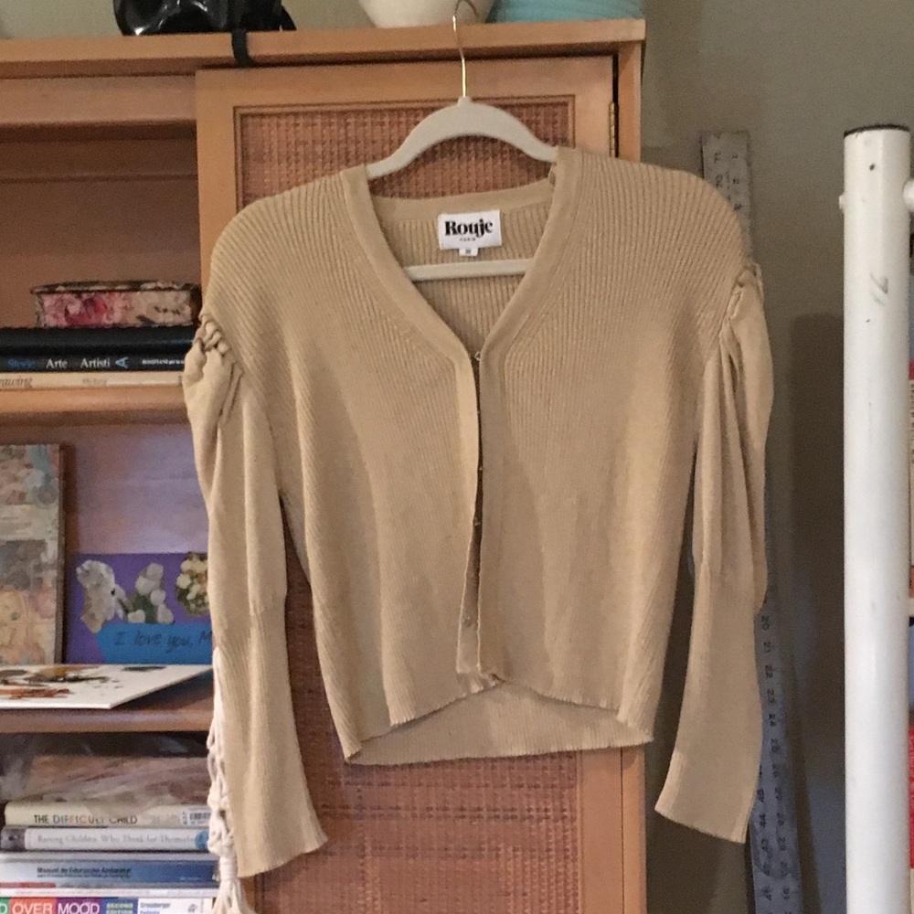 Rouje gold tan knit cardigan/top